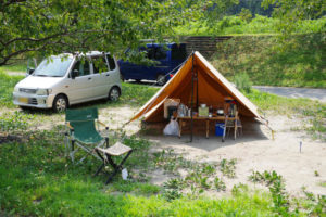 夏の粕川オートキャンプ場 ムシムシした日曜日