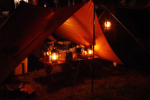 海辺のキャンプ場でソロキャンプ