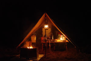 粕川オートキャンプ場 寒い夜に今年初の薪グリルラージ使用