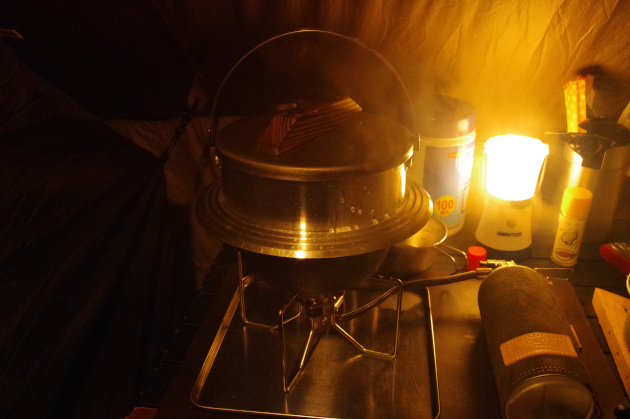 キャンプ羽釜で炊飯