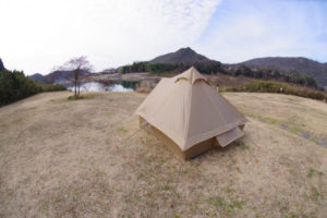 桃太郎公園キャンプ場の日曜日朝は冬キャンプ日和
