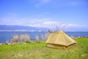 琵琶湖の湖岸緑地で春を感じたソロキャンプ　前編