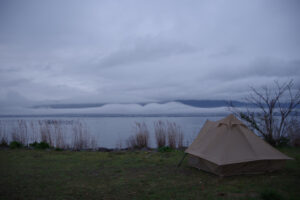 琵琶湖の湖岸緑地で春を感じたソロキャンプ 後編