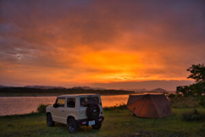 野営地ソロキャンプ 焚火の夜と虹の朝 後編