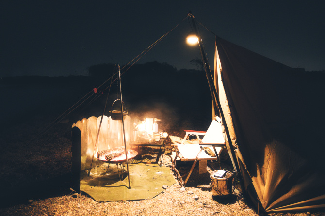 パスファインダー張りで泊まる野営地ソロキャンプ