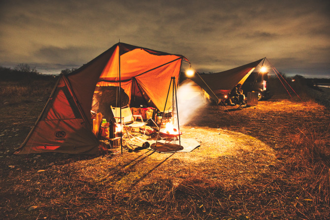 冬空の下で焼きイモと湯豆腐を作って食べた野営ソロキャンプ