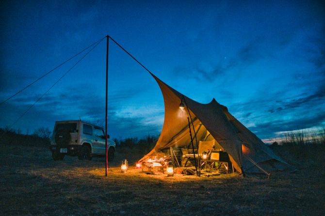 GOGlamping山稜にシルス170TCを組み合わせた野営地ソロキャンプ