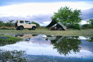 GOGlampingの山稜とTCヘキサタープで楽しむ雨のソロキャンプ