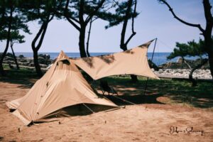 山稜＆山帆をはじめて組み合わせた海辺の絶景ソログルキャンプ