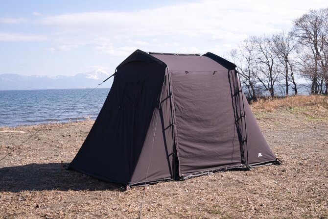 cabinロッジテントピン張り