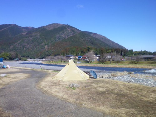 粕川オートキャンプ場は快晴