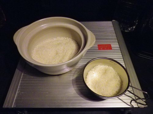 一人用土鍋で炊飯　あと半合
