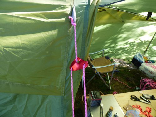 テントのガイロープをもっと目立つように交換した おっさんソロキャンプ道
